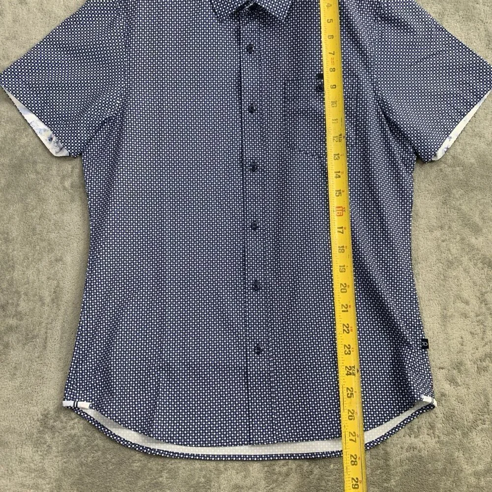 7 Diamonds Shirt Mens Small Blue Deep Water 4 Way Stretch Woven Button Up Preppy